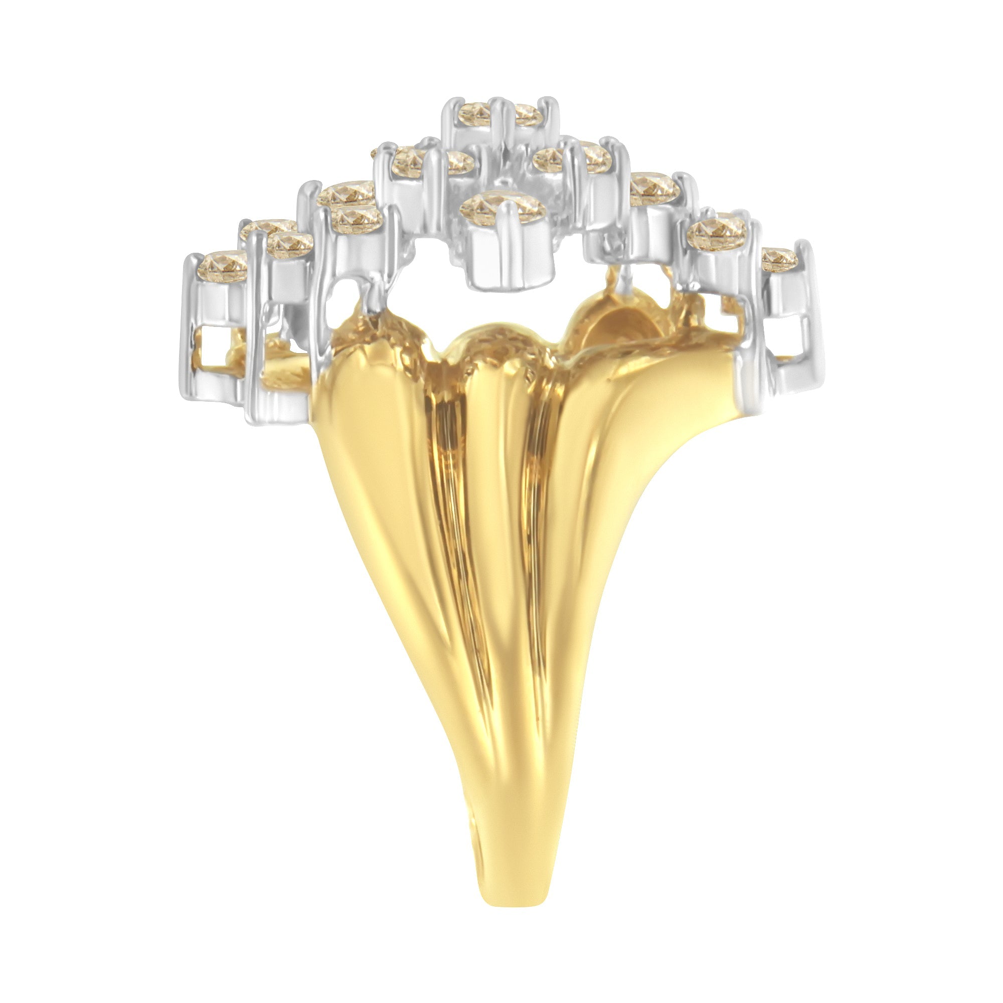 10K Yellow Gold Plated .925 Sterling Silver Diamond Cocktail Ring (1 1/2 Cttw, J-K Color, I1-I2 Clarity) - Size 7
