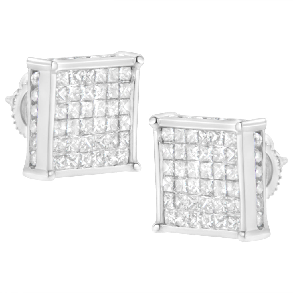 10K White Gold 2ct TDW Princess-Cut Composite Diamond Stud Earring (I-J ,I2-I3)