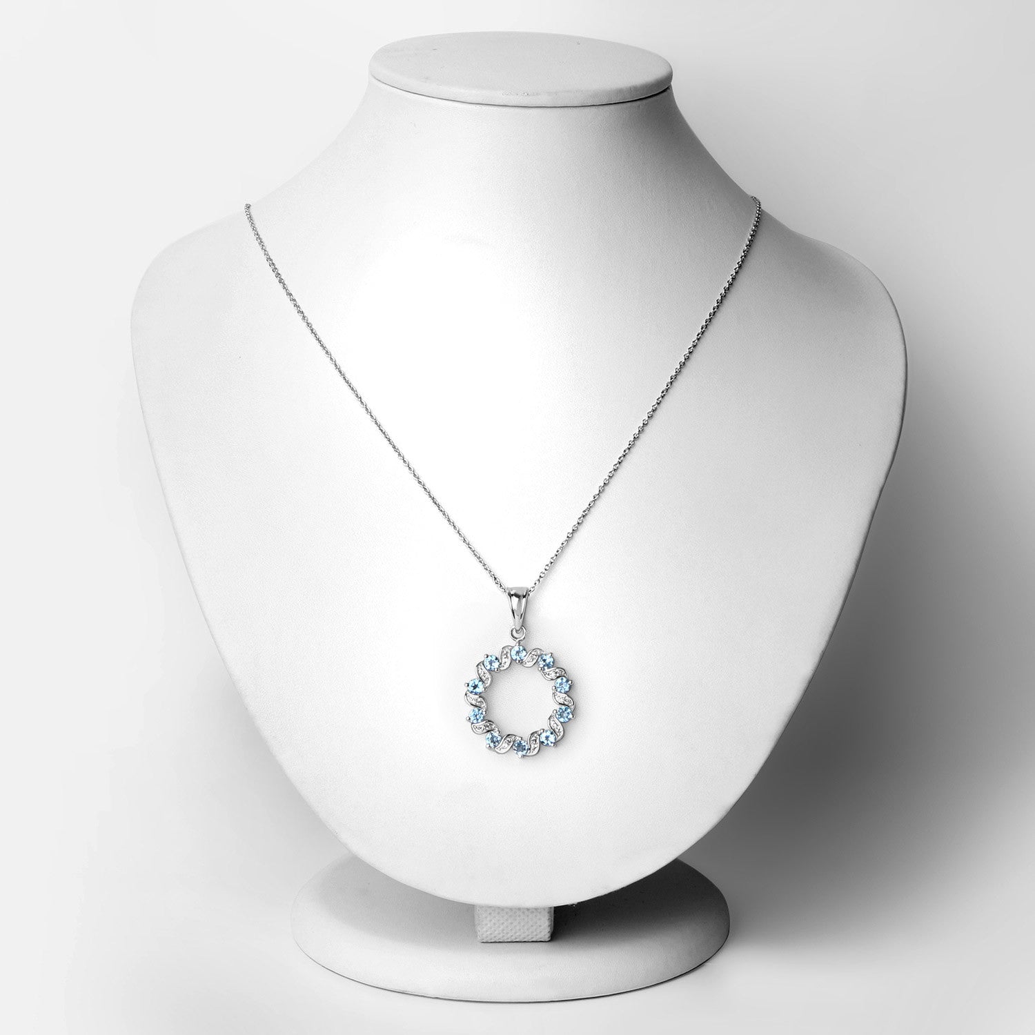 1.30 Carat Genuine Swiss Blue Topaz and White Topaz .925 Sterling Silver Pendant