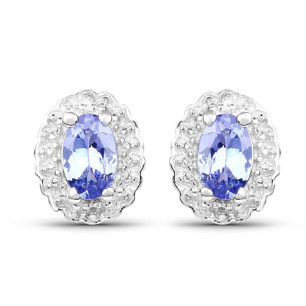 2.46 Carat Genuine Tanzanite and White Topaz .925 Sterling Silver 3 Piece Jewelry Set (Ring, Earrings, and Pendant w/ Chain)