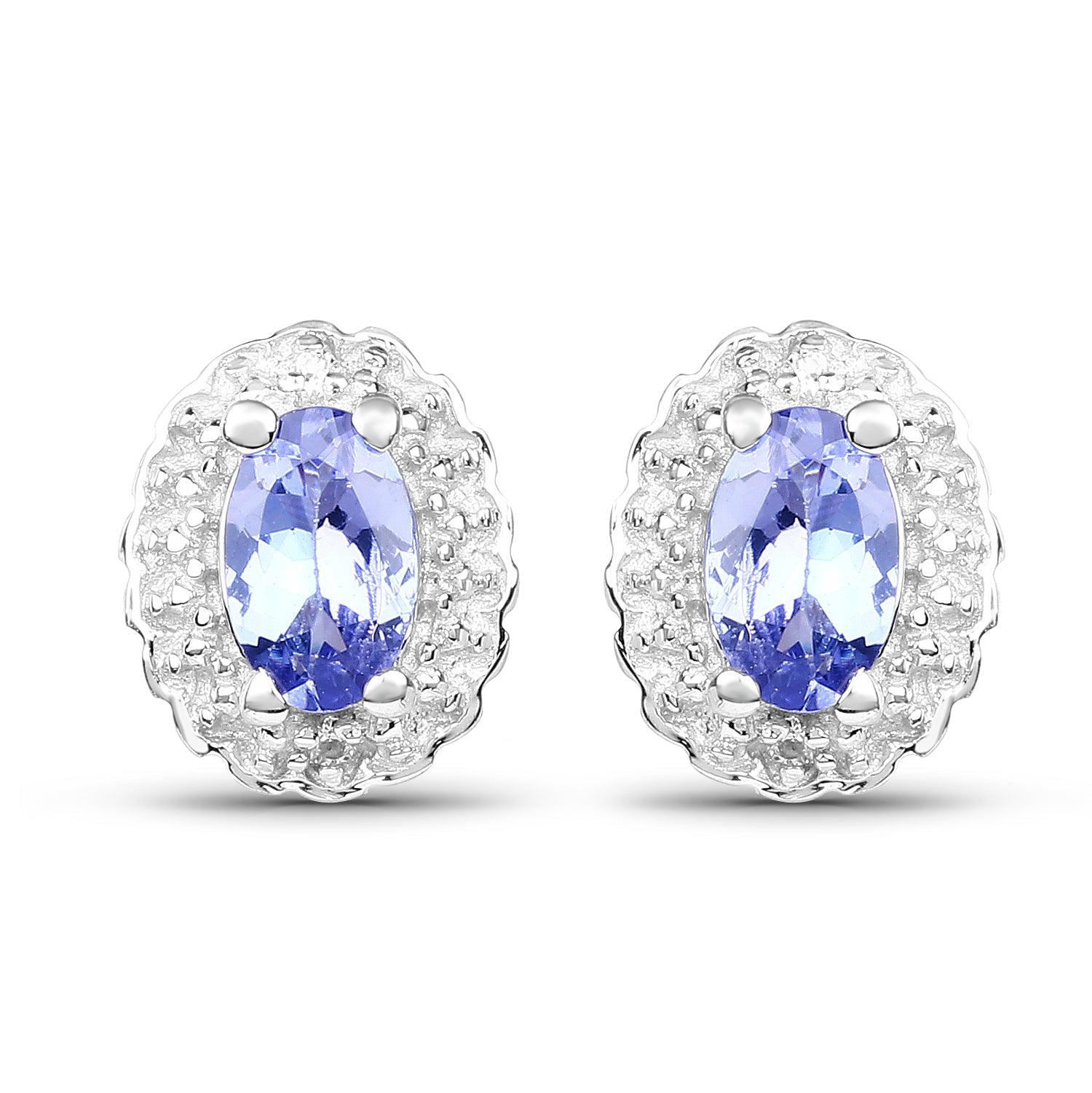 2.46 Carat Genuine Tanzanite and White Topaz .925 Sterling Silver 3 Piece Jewelry Set (Ring, Earrings, and Pendant w/ Chain)