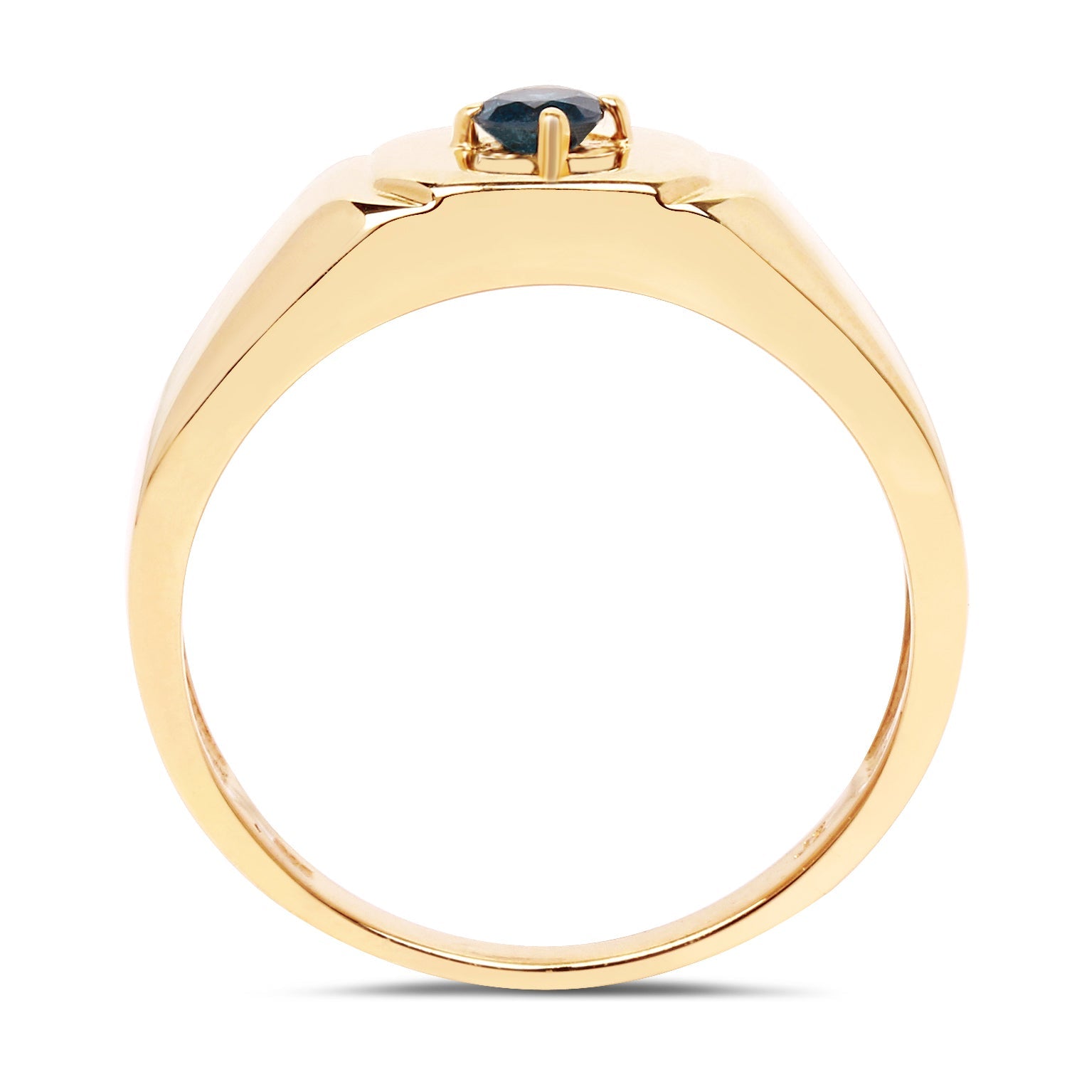 14K Yellow Gold Plated 0.20 Carat Genuine Blue Diamond .925 Sterling Silver Ring