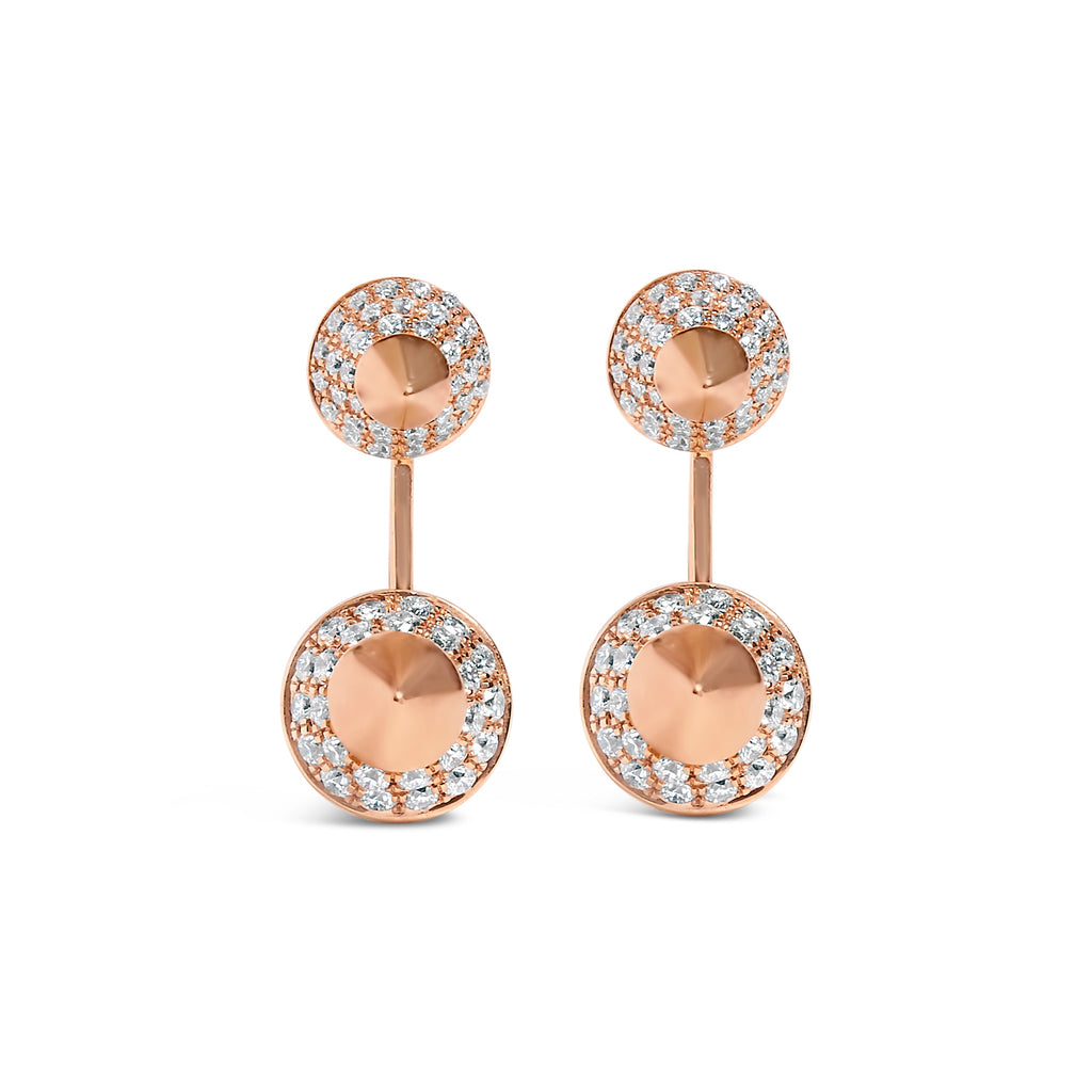 14K Rose Gold 1.00 Cttw Diamond Double Cone Jacket Stud Earring (G-H Color, SI1-SI2 Clarity)
