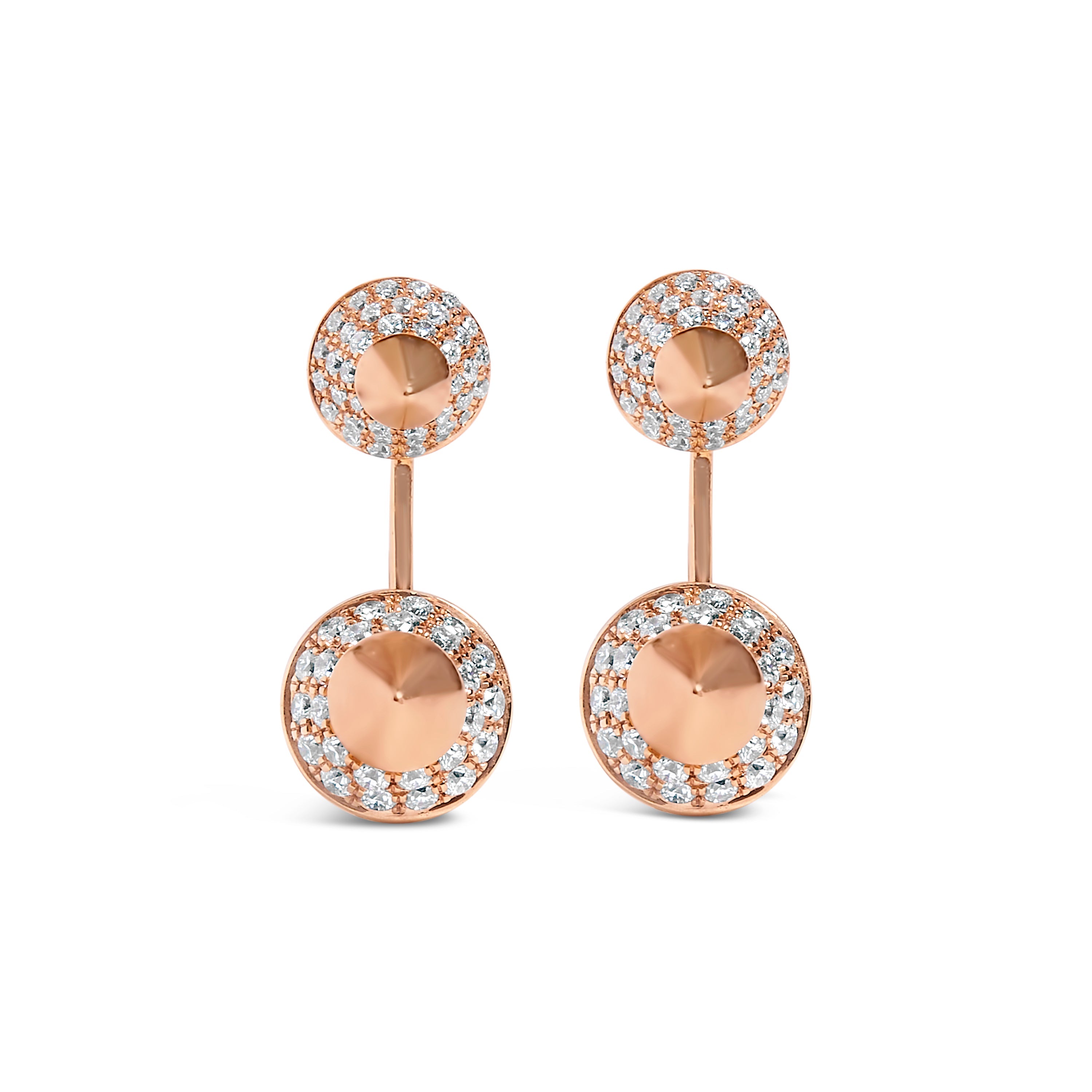 14K Rose Gold 1.00 Cttw Diamond Double Cone Jacket Stud Earring (G-H Color, SI1-SI2 Clarity)