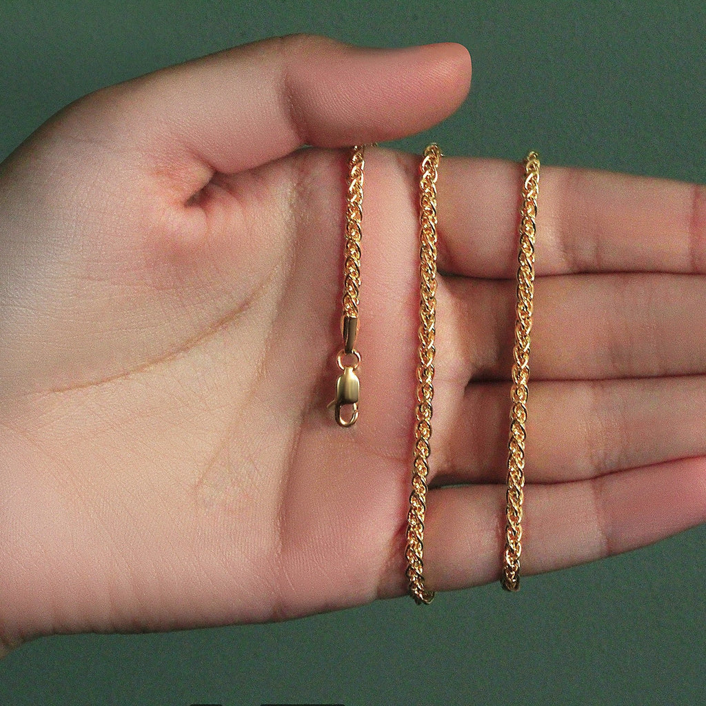 14k Yellow Gold 2.8mm Light Weight Wheat Chain