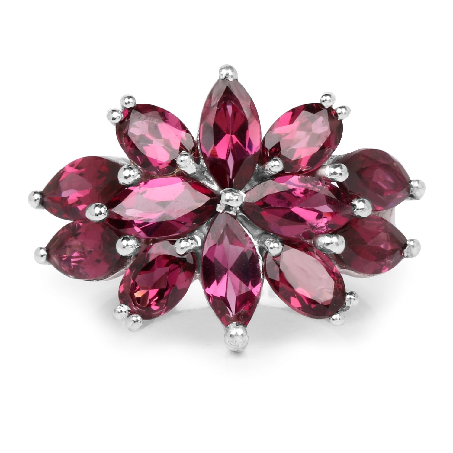 7.80 Carat Genuine Rhodolite .925 Sterling Silver Ring