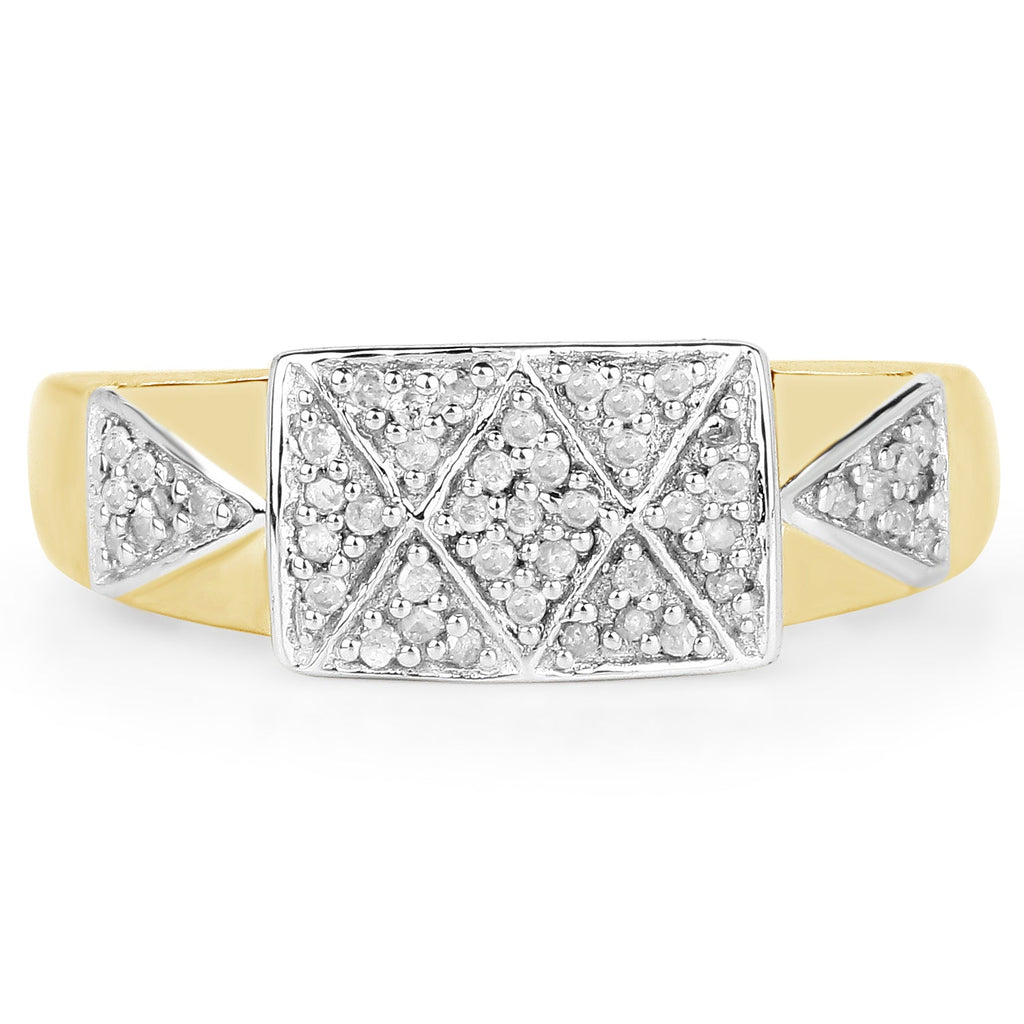 14K Yellow Gold Plated 0.21 Carat Genuine White Diamond .925 Sterling Silver Ring