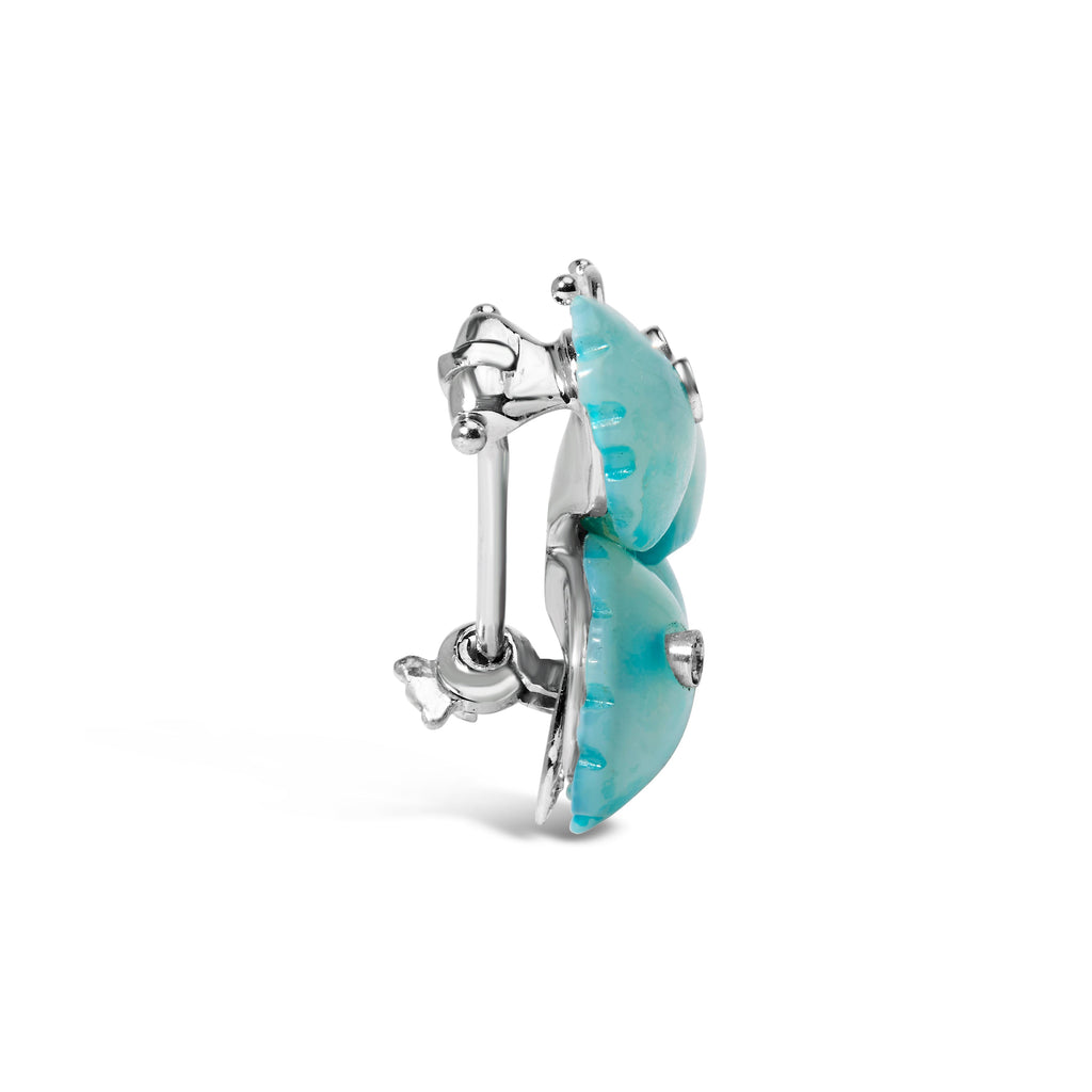18K White Gold Blue Mother of Pearl and Diamond Accent Butterfly Pin Brooch (F-G Color, VS1-VS2 Clarity)