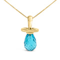 14K Yellow Gold and Blue Quartz Pacifier Pendant Necklace - 18" Inches