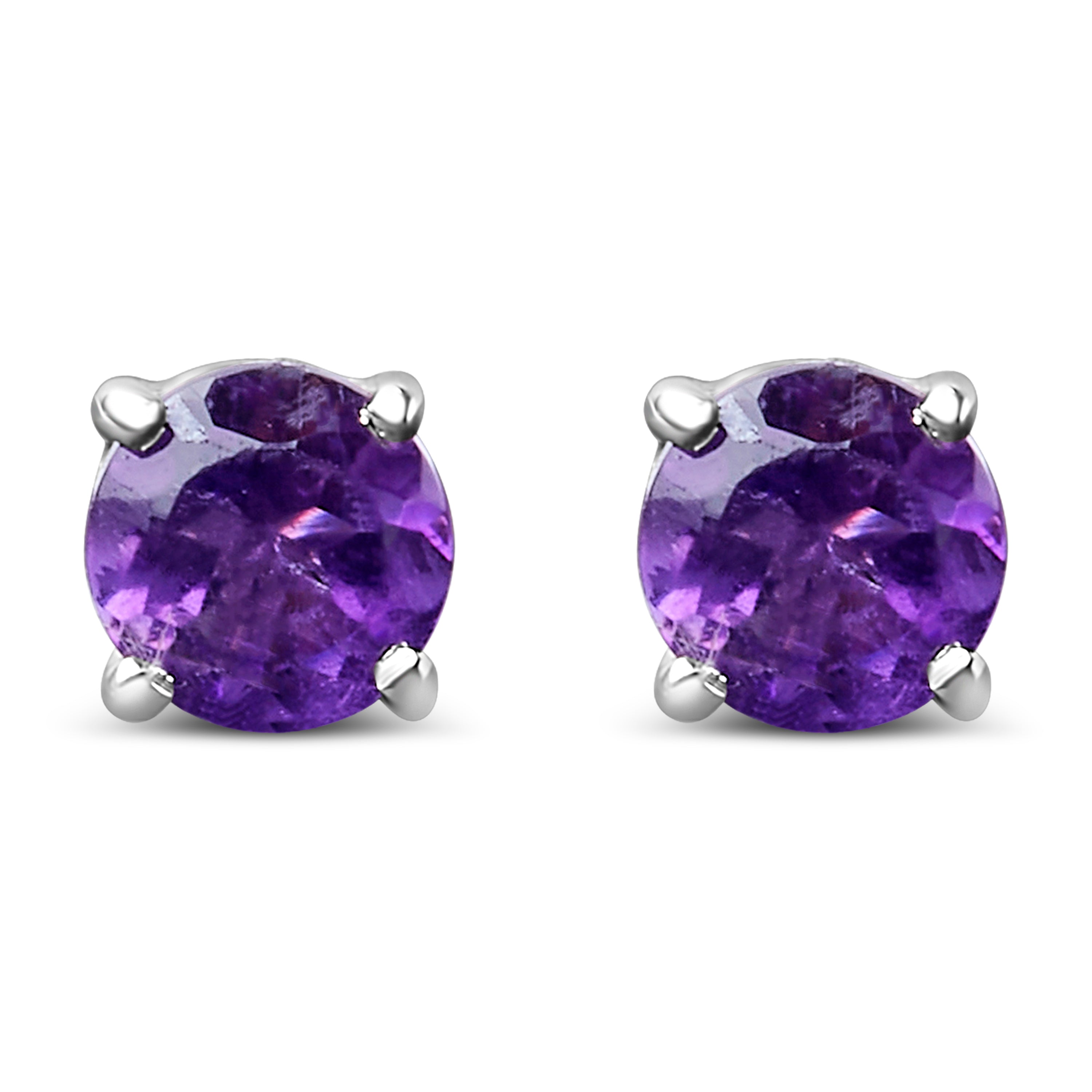 .925 Sterling Silver 3.5 MM Created Round Red Garnet Solitaire Stud Earrings