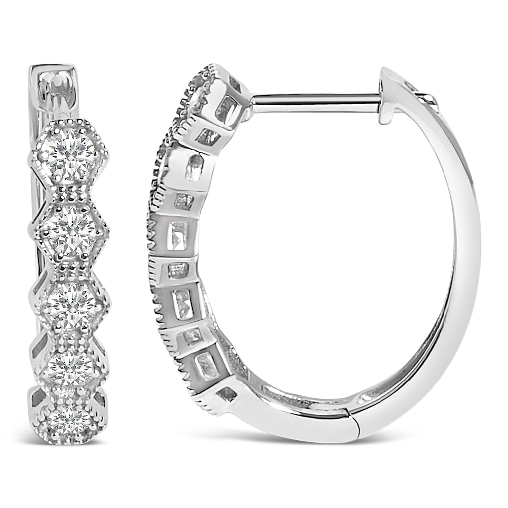 14K Gold 1/2 Cttw Diamond Earring Zig-Zagging Geometric Hoop Earrings (G-H Color, SI1-SI2)