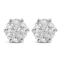 14K White Gold 1.00 Cttw Pie Cut Diamond Solitaire Style Stud Earring (H-I Color, SI1-SI2 Clarity)