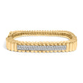 14K Yellow Gold 1 1/4 Cttw Diamond Ribbed Rounded Rectangle Bangle Bracelet (G-H Color, VS2-SI1 Clarity) - 7.75" Inches