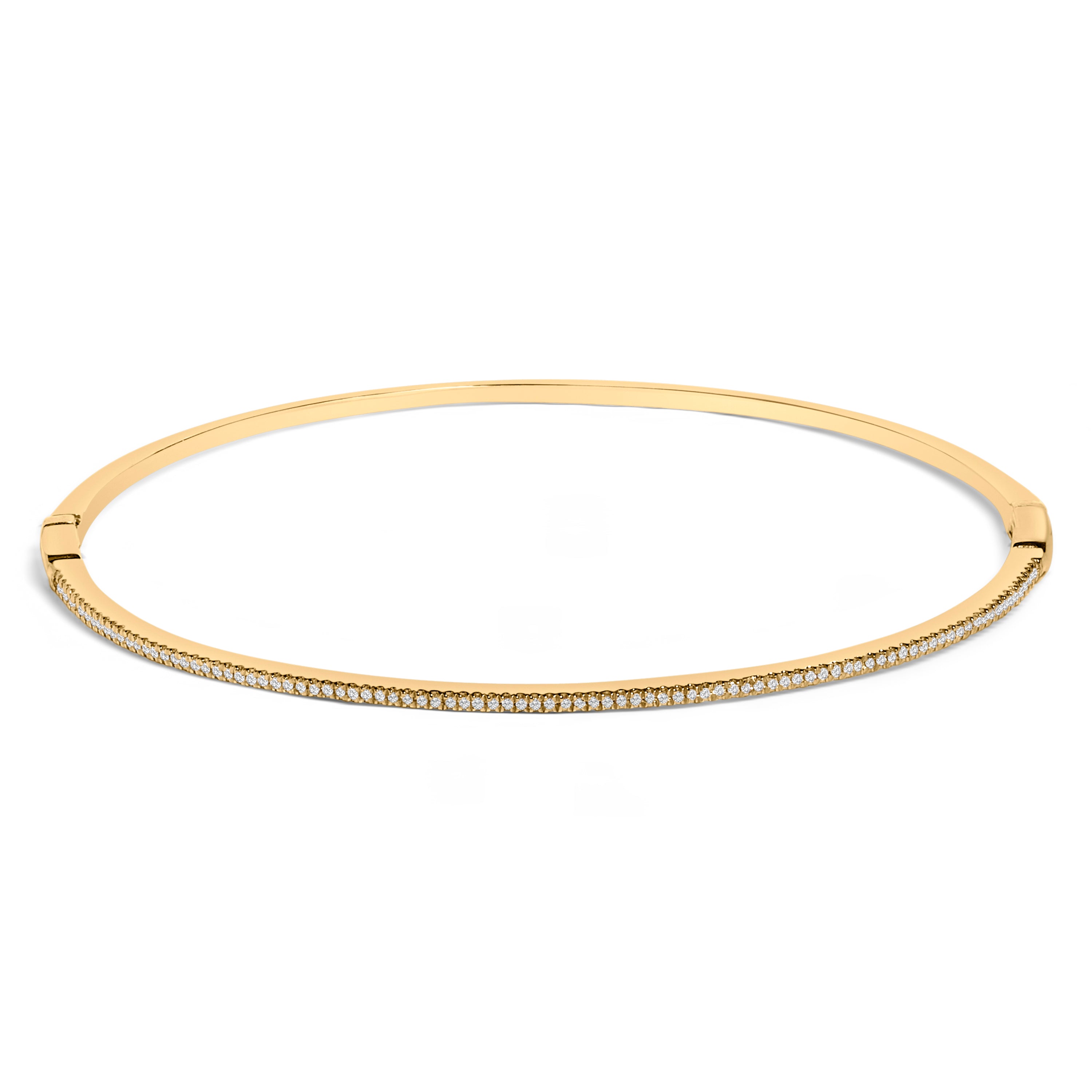 14K Yellow Gold 1/3 Cttw Diamond Half Eternity Bangle Bracelet (I-J Color, I2-I3 Clarity) - 7.75" Inches