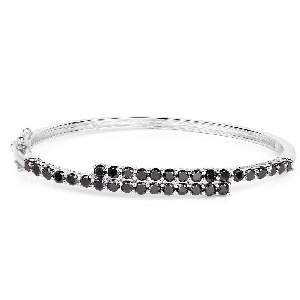 4.00 Carat Genuine Black Diamond .925 Sterling Silver Bangle