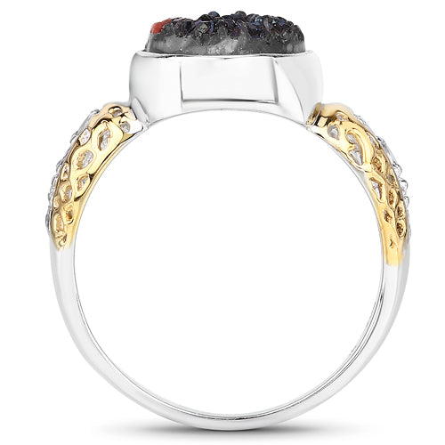 4.74 Carat Genuine Multi Stones .925 Sterling Silver Ring