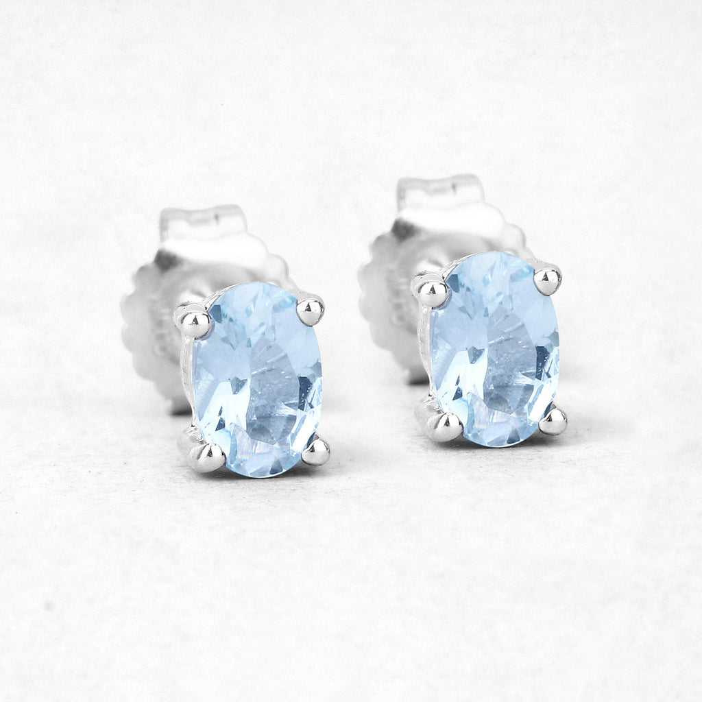 0.72 Carat Genuine Aquamarine .925 Sterling Silver Earrings