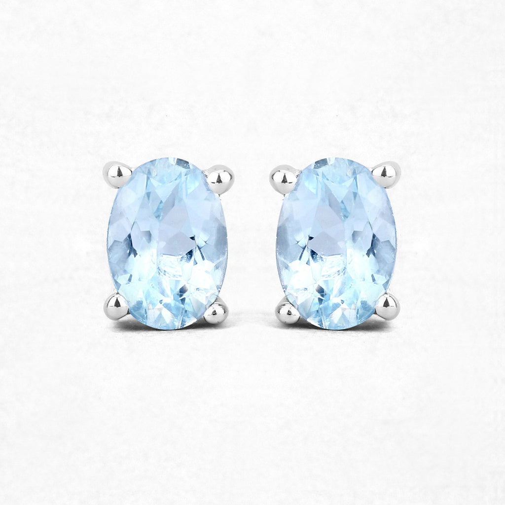 0.72 Carat Genuine Aquamarine .925 Sterling Silver Earrings