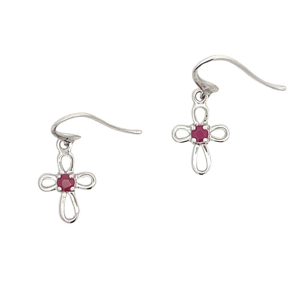 .32ct Ruby Cross Earrings 10KT White Gold