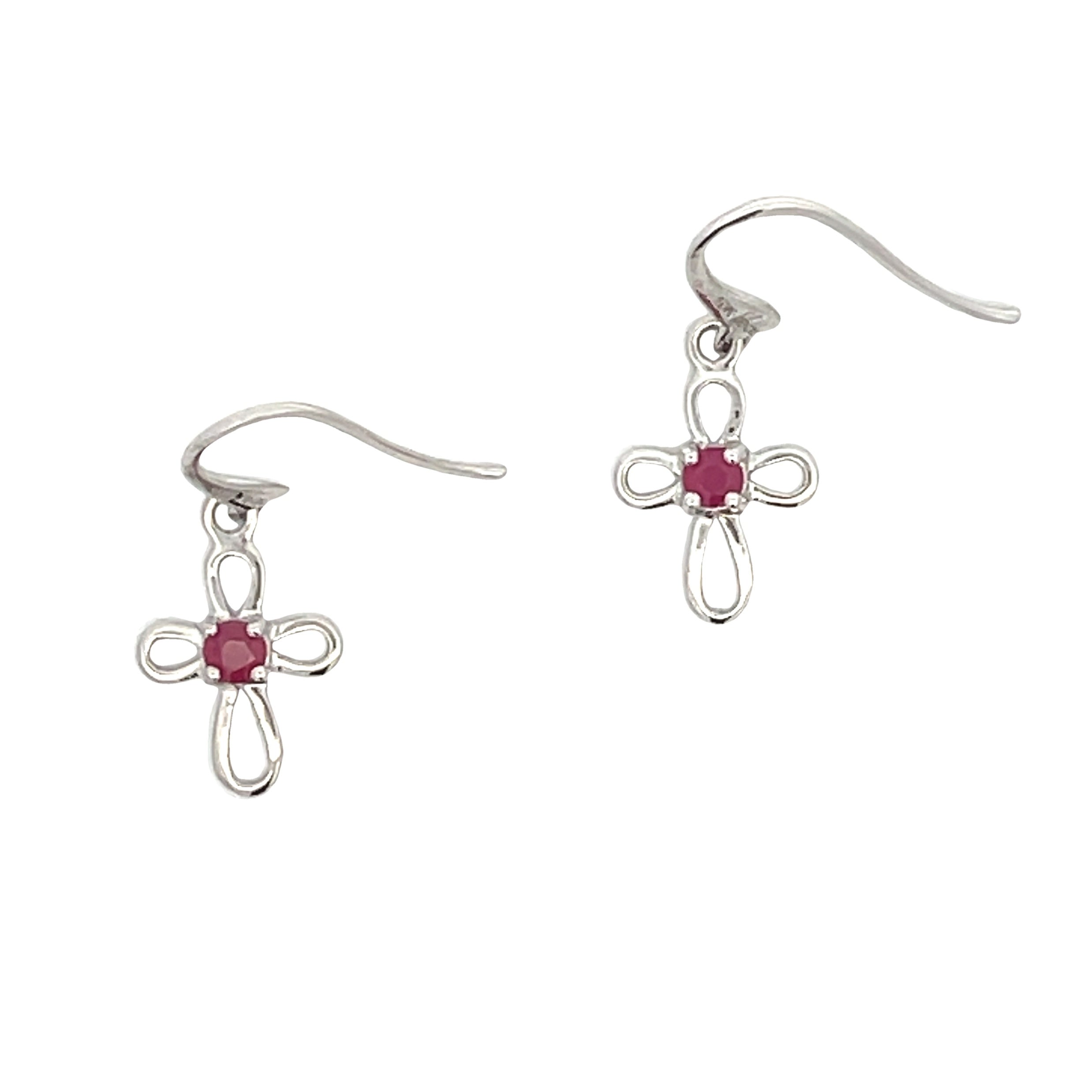 .32ct Ruby Cross Earrings 10KT White Gold