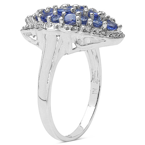 1.25 Carat Genuine Tanzanite .925 Sterling Silver Ring