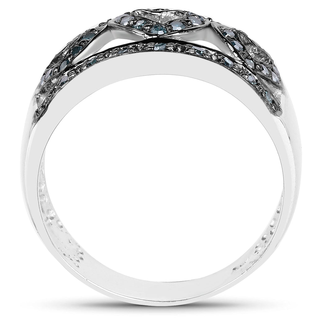 0.32 Carat Genuine Blue Diamond .925 Sterling Silver Ring