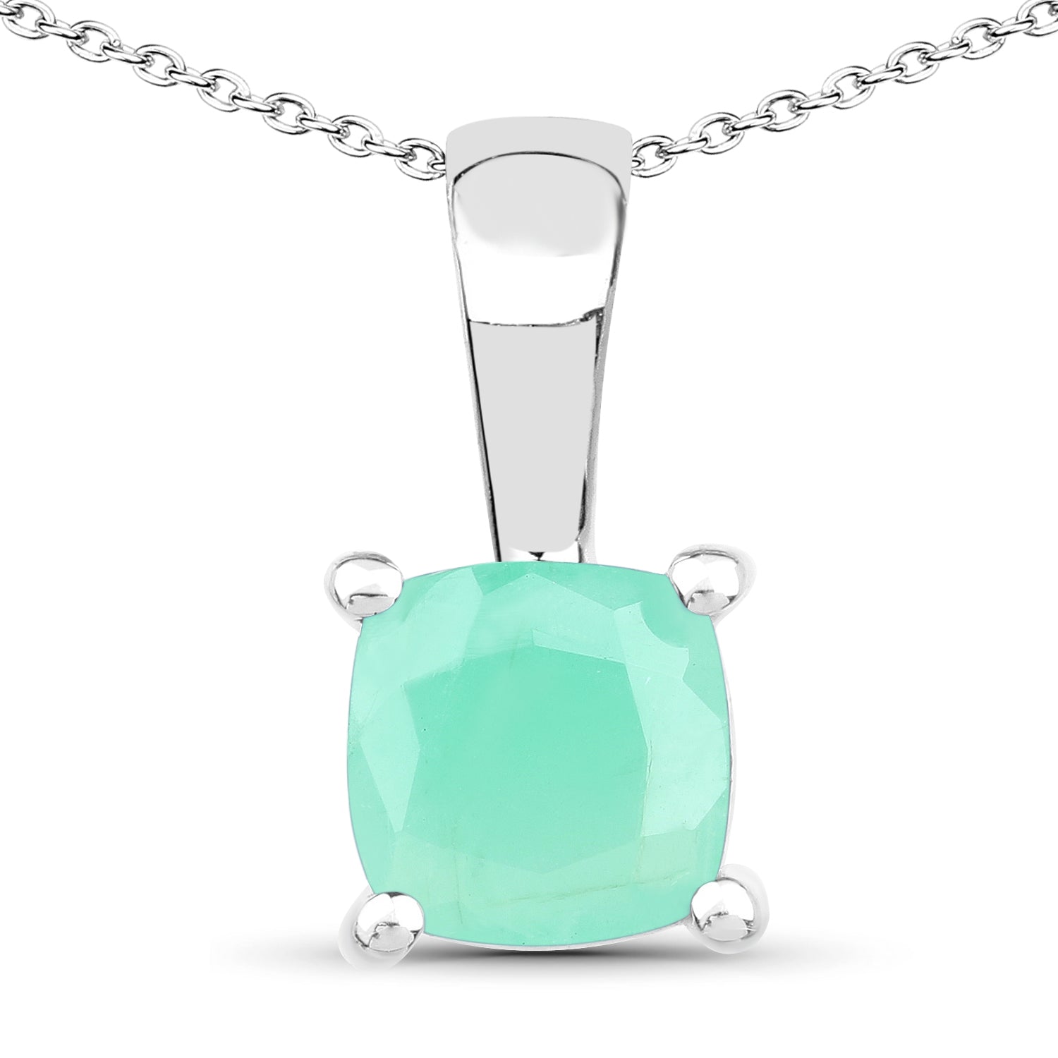 1.80 Carat Genuine Emerald, Glass Filled Ruby & Glass Filled Sapphire .925 Sterling Silver Pendant