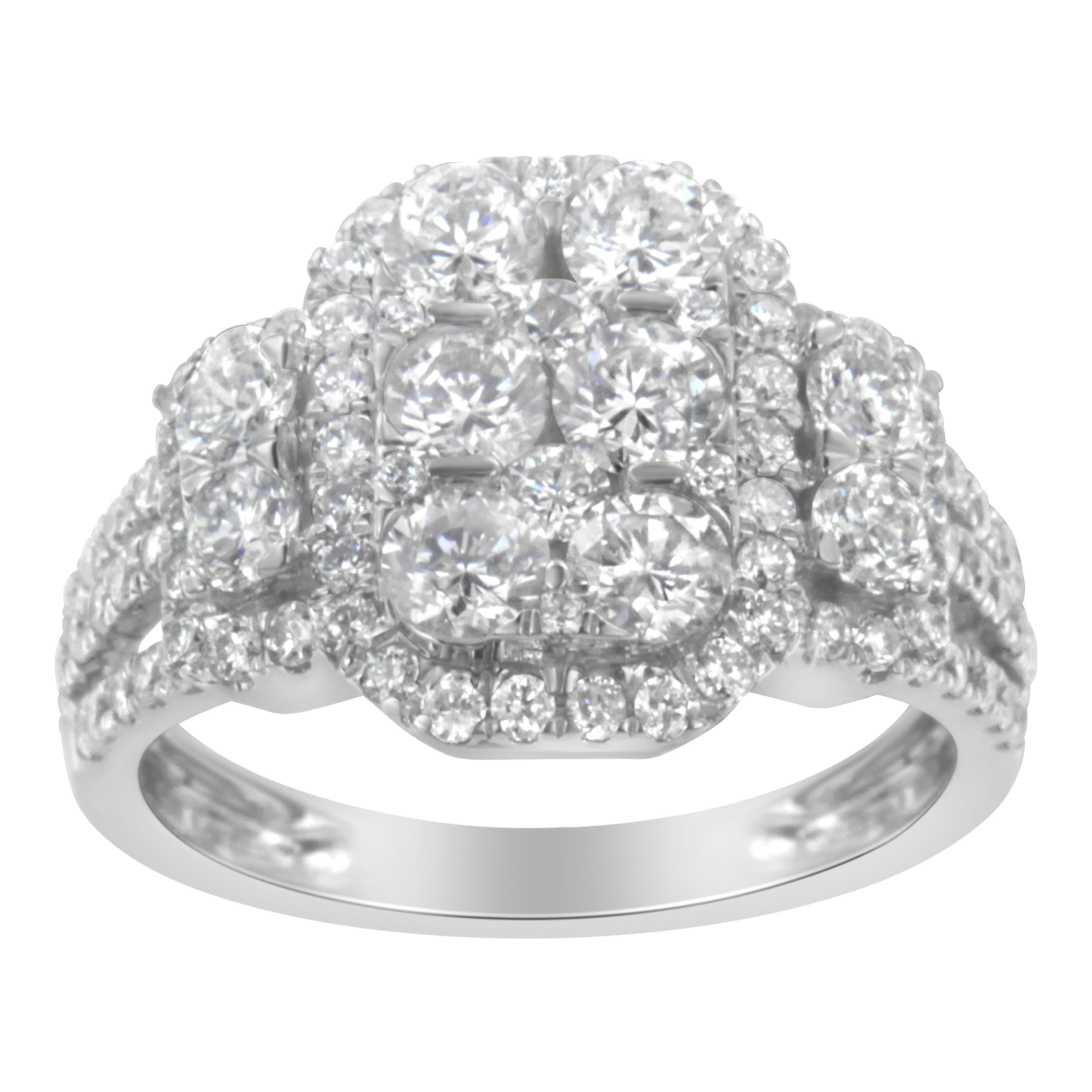 14K White Gold 2 1/4 Cttw Diamond Cocktail Cluster Ring (G-H Color, SI2-I1 Clarity) - Size 7