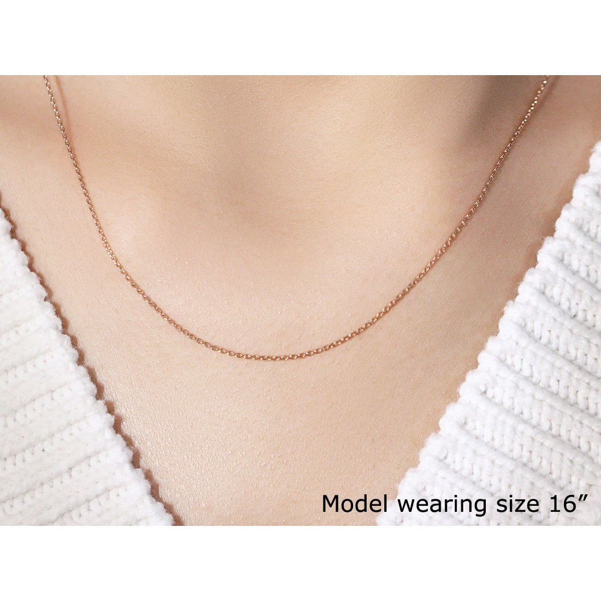 14k Rose Gold Oval Cable Link Chain 0.97mm
