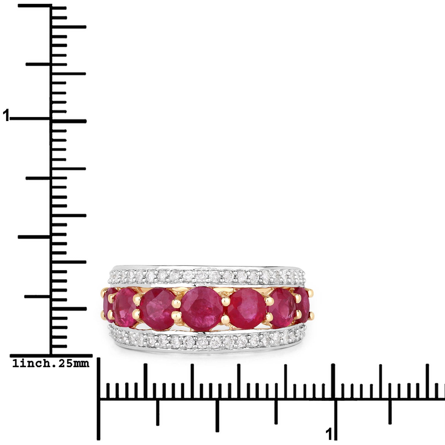 3.24 Carat Genuine Ruby and White Diamond 14K Yellow Gold Ring