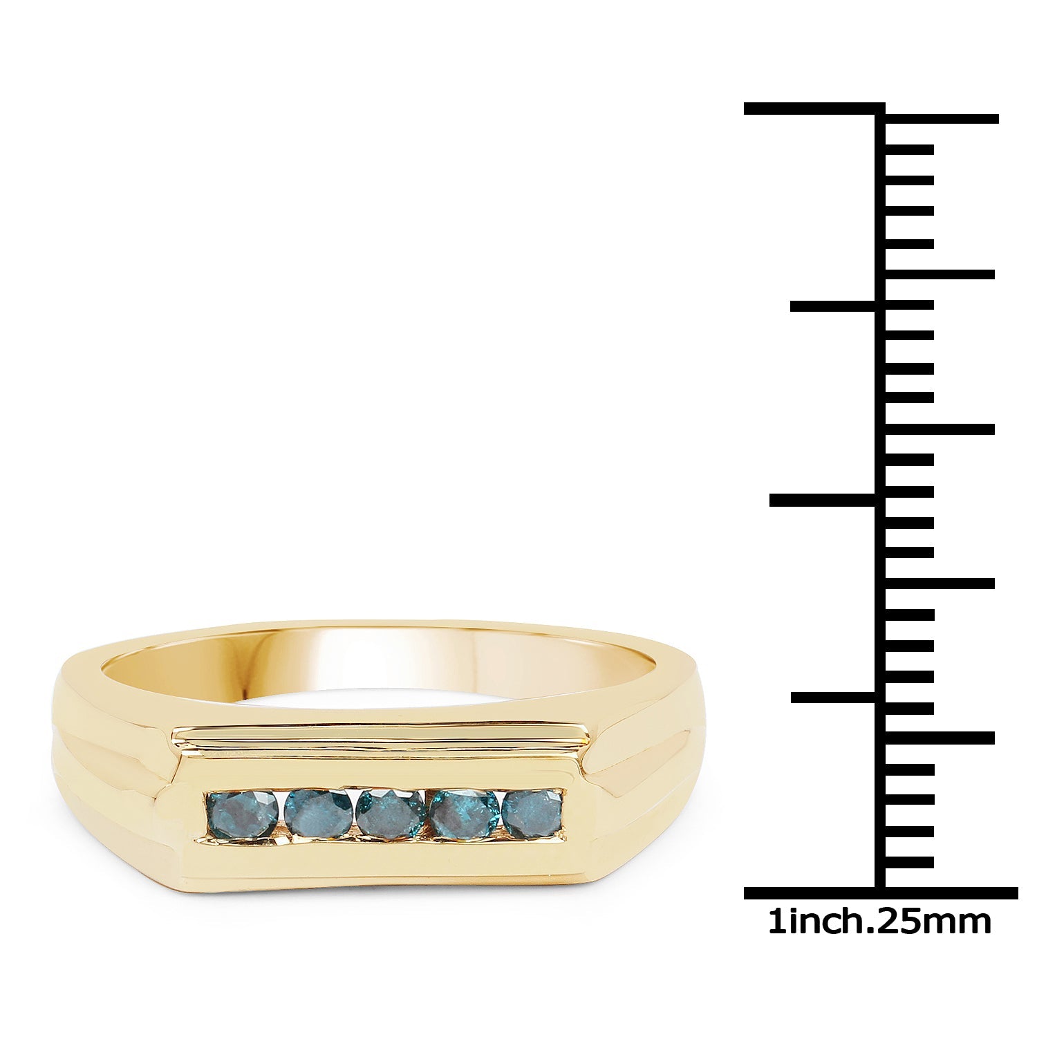 14K Yellow Gold Plated 0.25 Carat Genuine Blue Diamond .925 Sterling Silver Ring