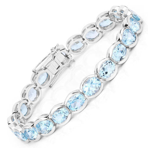 44.00 Carat Genuine Blue Topaz .925 Sterling Silver Bracelet