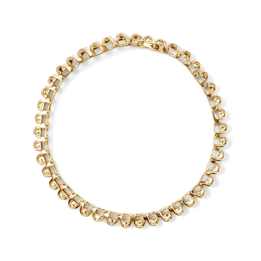 14K Yellow Gold 5.0 Cttw Invisible Set Princess-cut Diamond Buckle Link Tennis Bracelet (H-I Color, SI2-I1 Clarity) - Size 7.25"