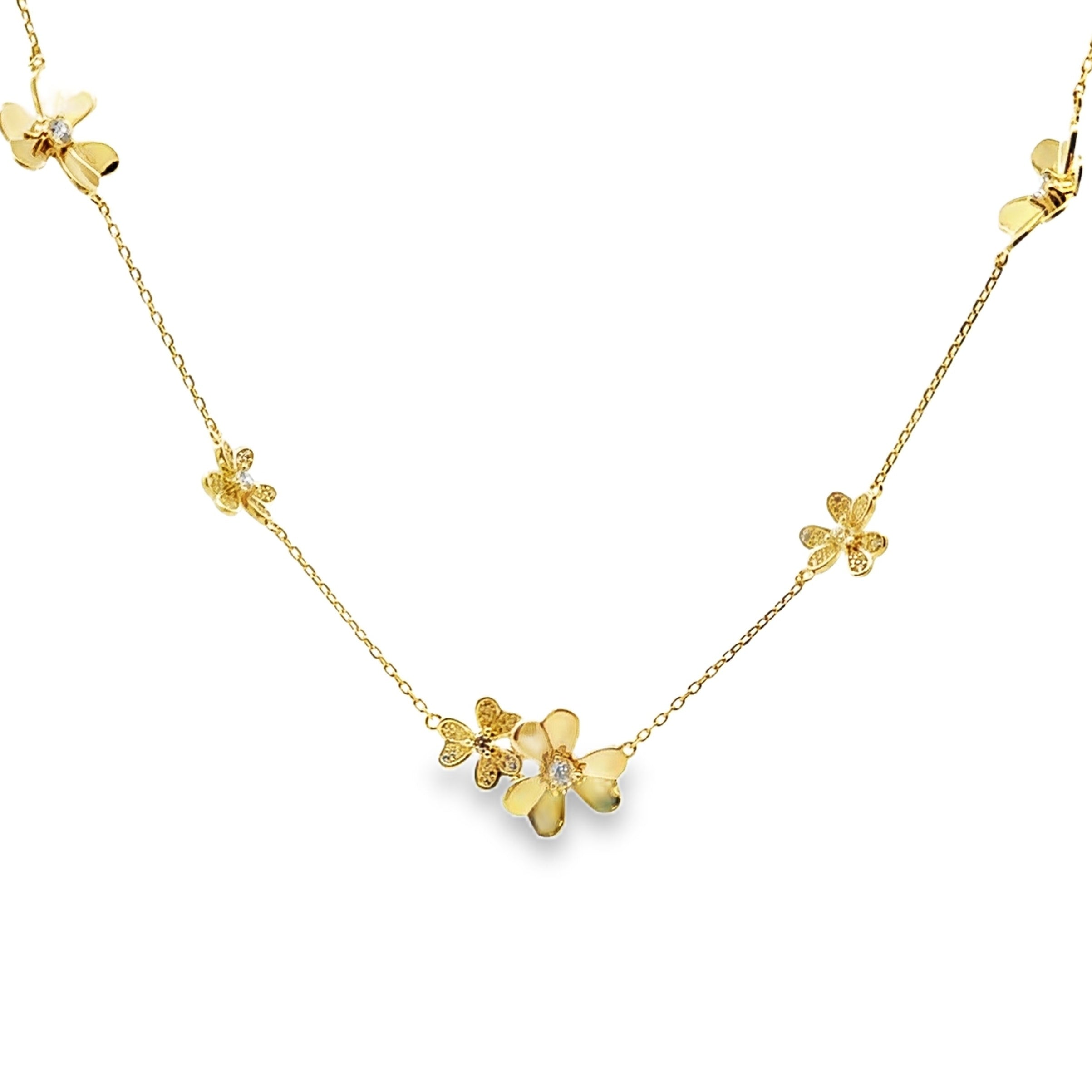 Cubic Zirconia Flower Pendant Sterling Silver