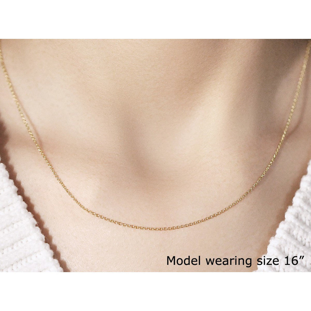 14k Yellow Gold Round Cable Link Chain 1.1mm