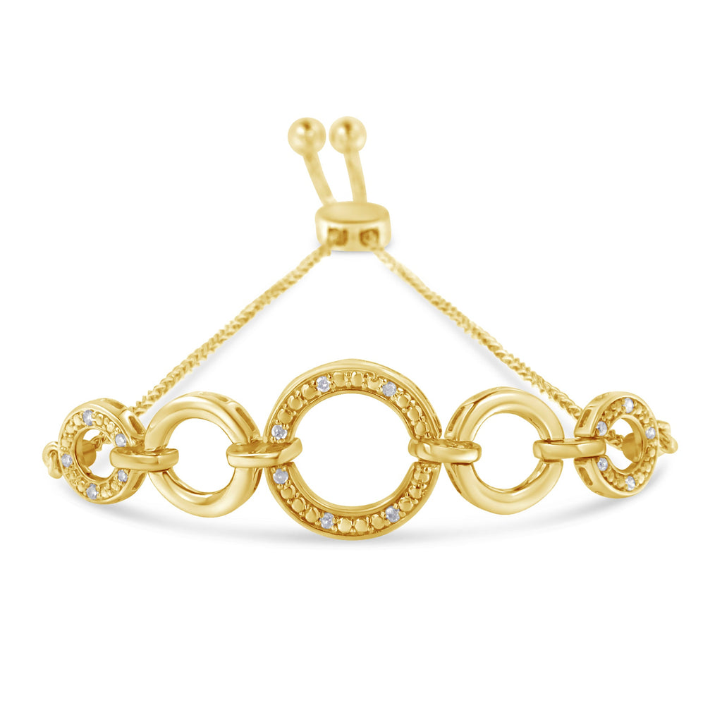 10K Yellow Gold over .925 Sterling Silver Diamond Accented Graduated Infinity Open Circle 6â€-9â€ Adjustable Bolo Bracelet (H-I Color, I2-I3 Clarity)