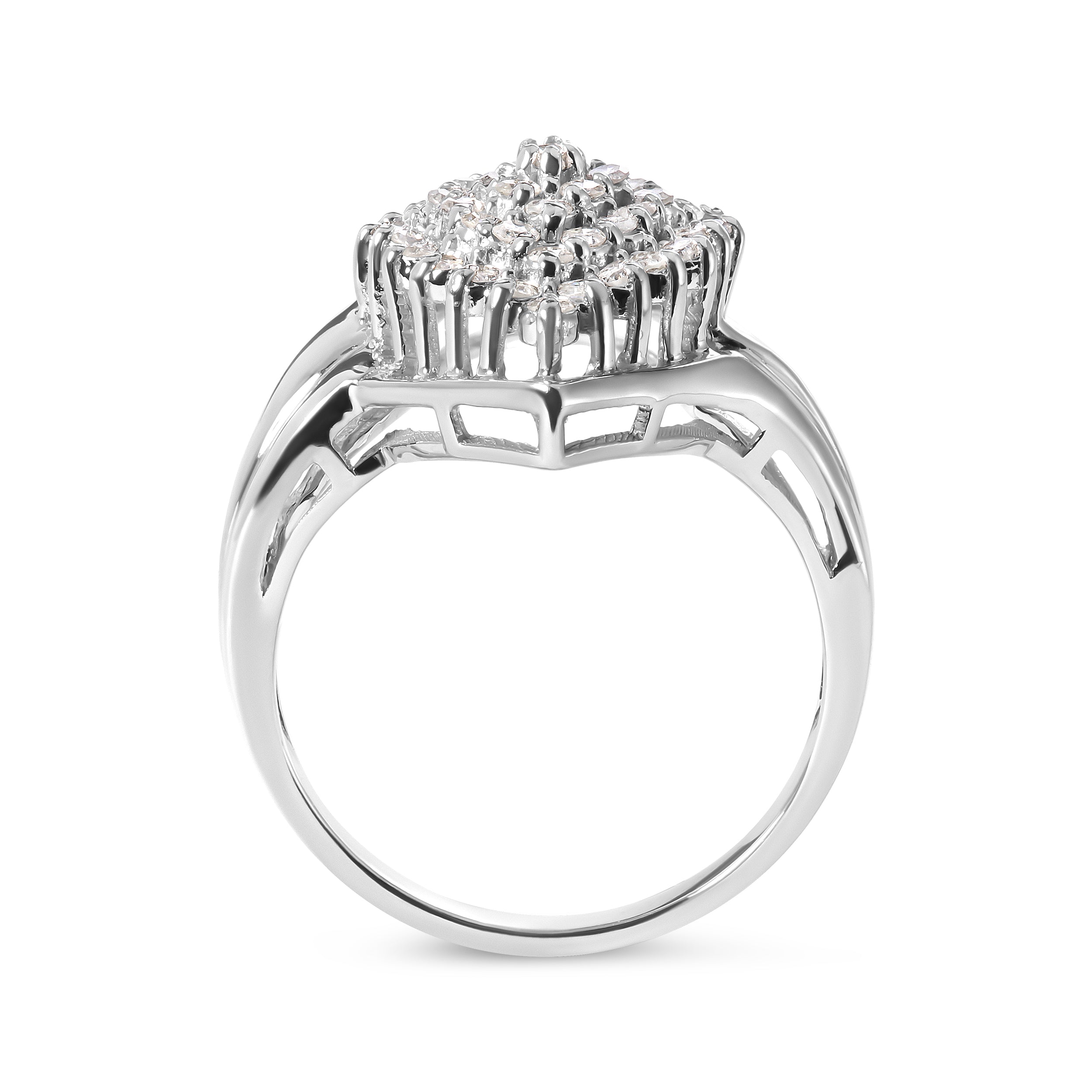 10K White Gold 1/2 Cttw Diamond Pear Shaped Cluster Ring (H-I Color, I1-I2 Clarity) - Ring Size 7