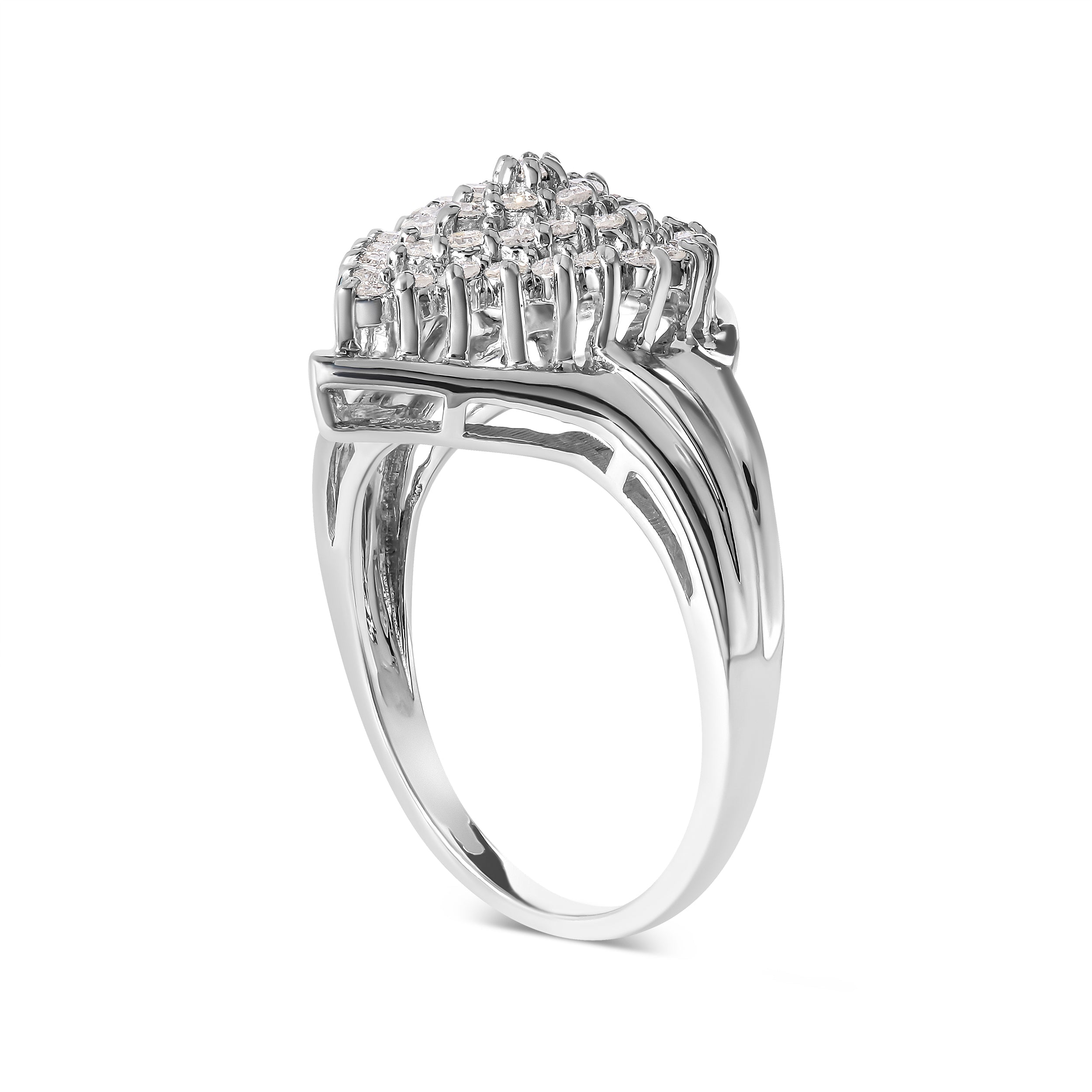 10K White Gold 1/2 Cttw Diamond Pear Shaped Cluster Ring (H-I Color, I1-I2 Clarity) - Ring Size 7