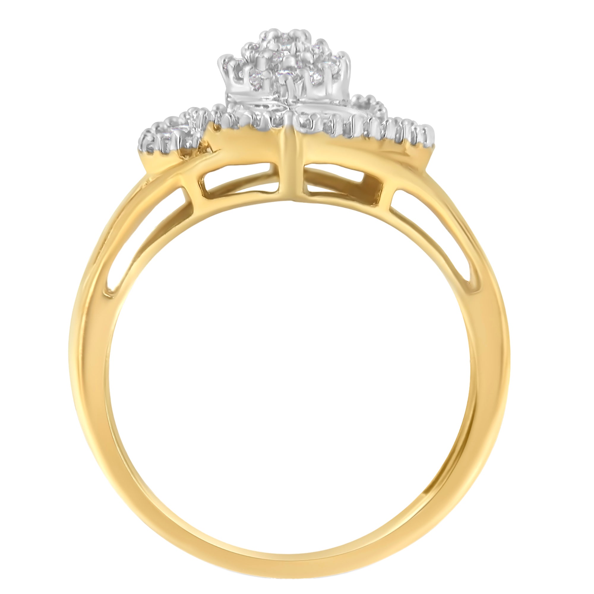 10K Yellow Gold Diamond Cocktail Ring (1/2 Cttw, J-K Color, I2-I3 Clarity) - Size 6-1/2
