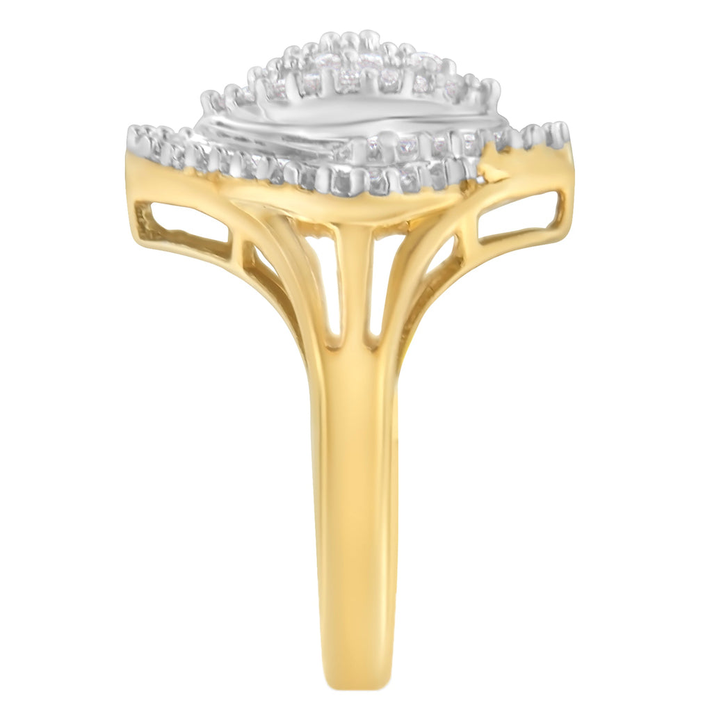 10K Yellow Gold Diamond Cocktail Ring (1/2 Cttw, J-K Color, I2-I3 Clarity) - Size 6-1/2