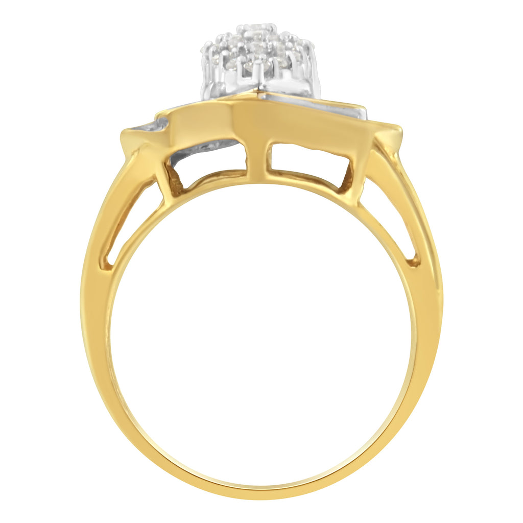 10K Yellow Gold Diamond Cluster Ring (3/4 Cttw, J-K Color, I2-I3 Clarity) - Size 6