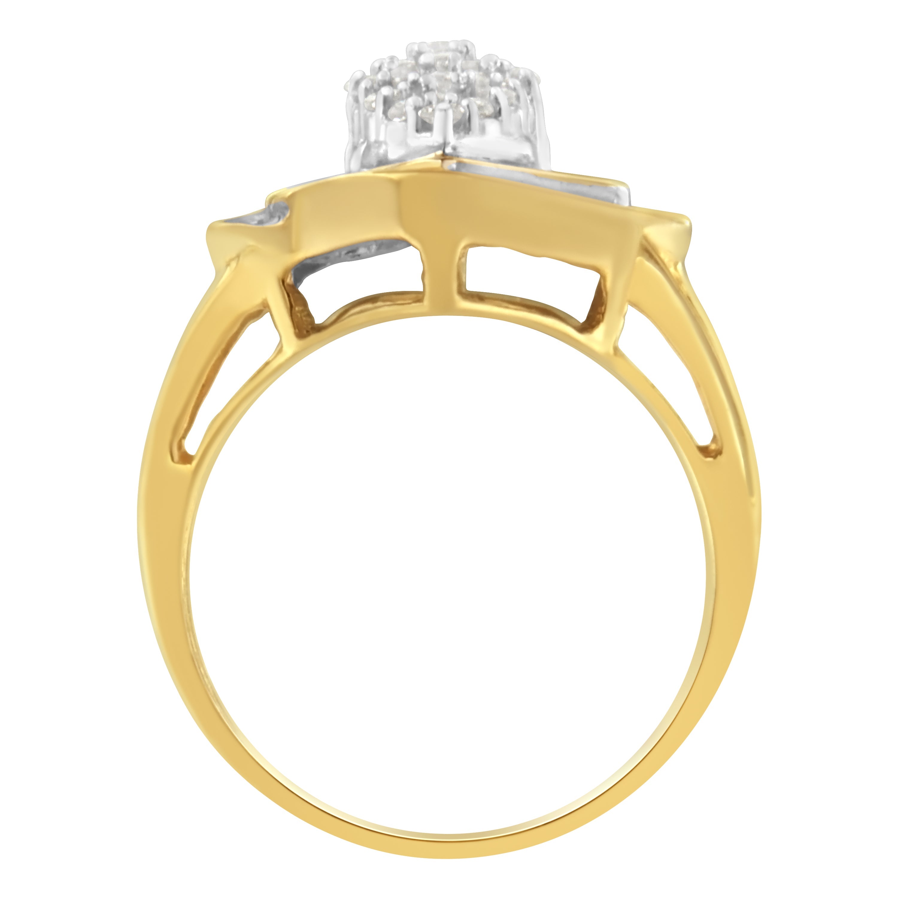 10K Yellow Gold Diamond Cluster Ring (3/4 Cttw, J-K Color, I2-I3 Clarity) - Size 6