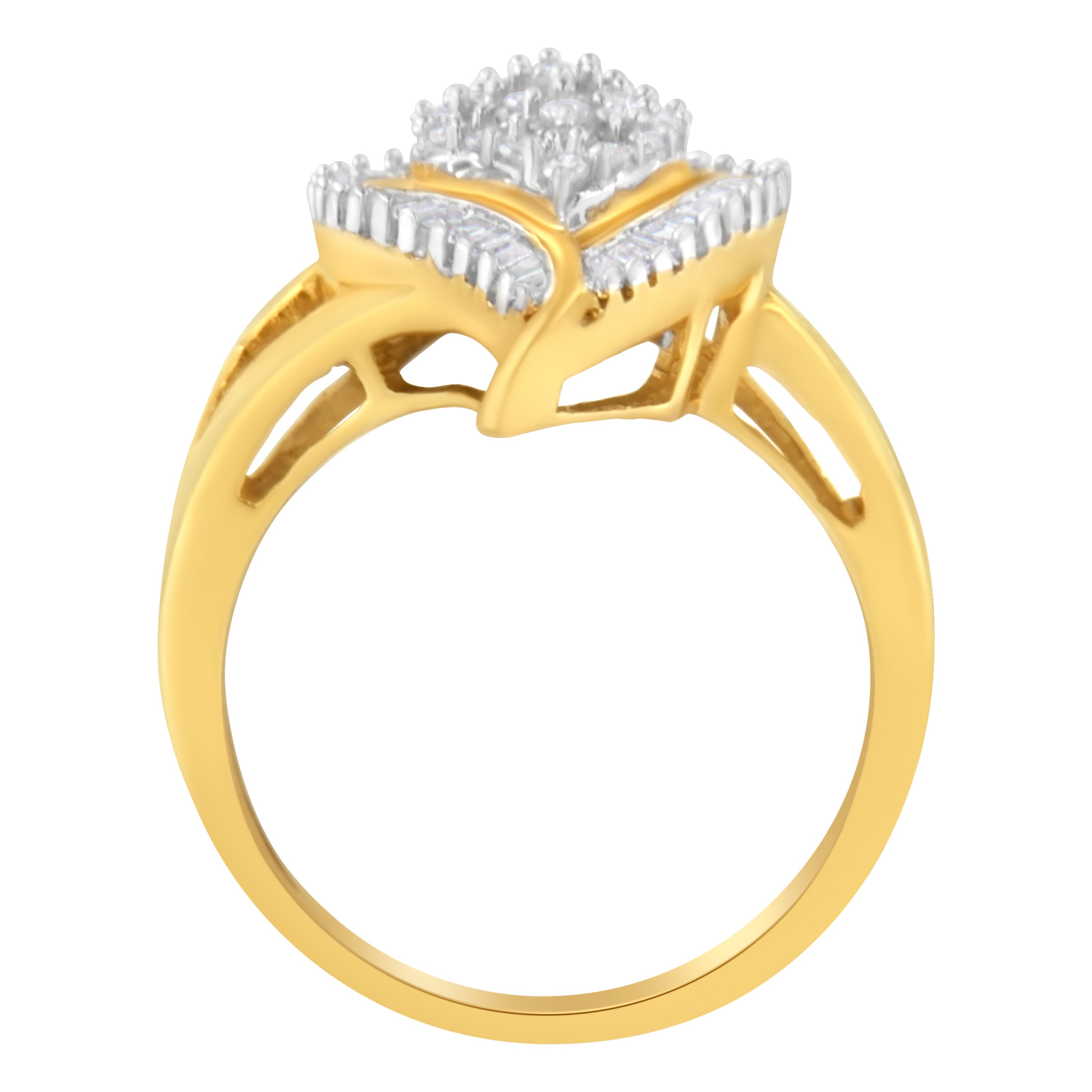 10K Yellow Gold Diamond Cluster Ring (1/2 Cttw, I-J Color, I1-I2 Clarity) - Size 8