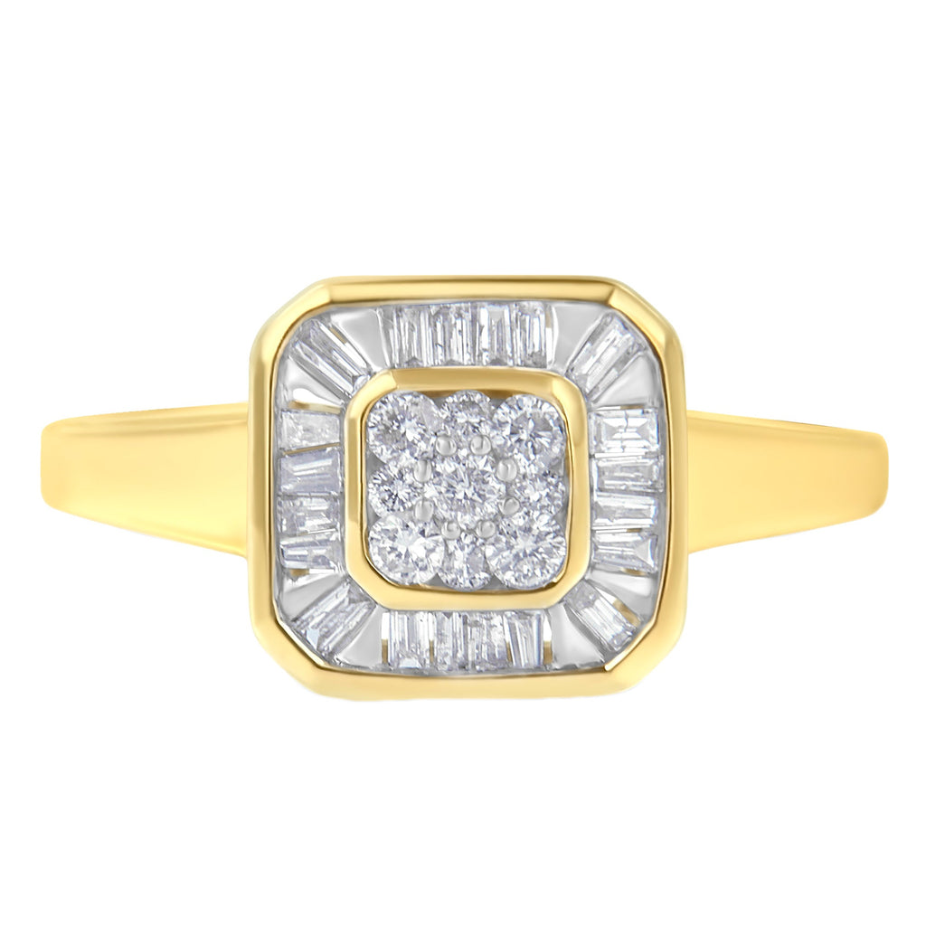 10K Yellow Gold Diamond Cocktail Ring (1/2 Cttw, I-J Color, SI2-I1 Clarity) - Size 6