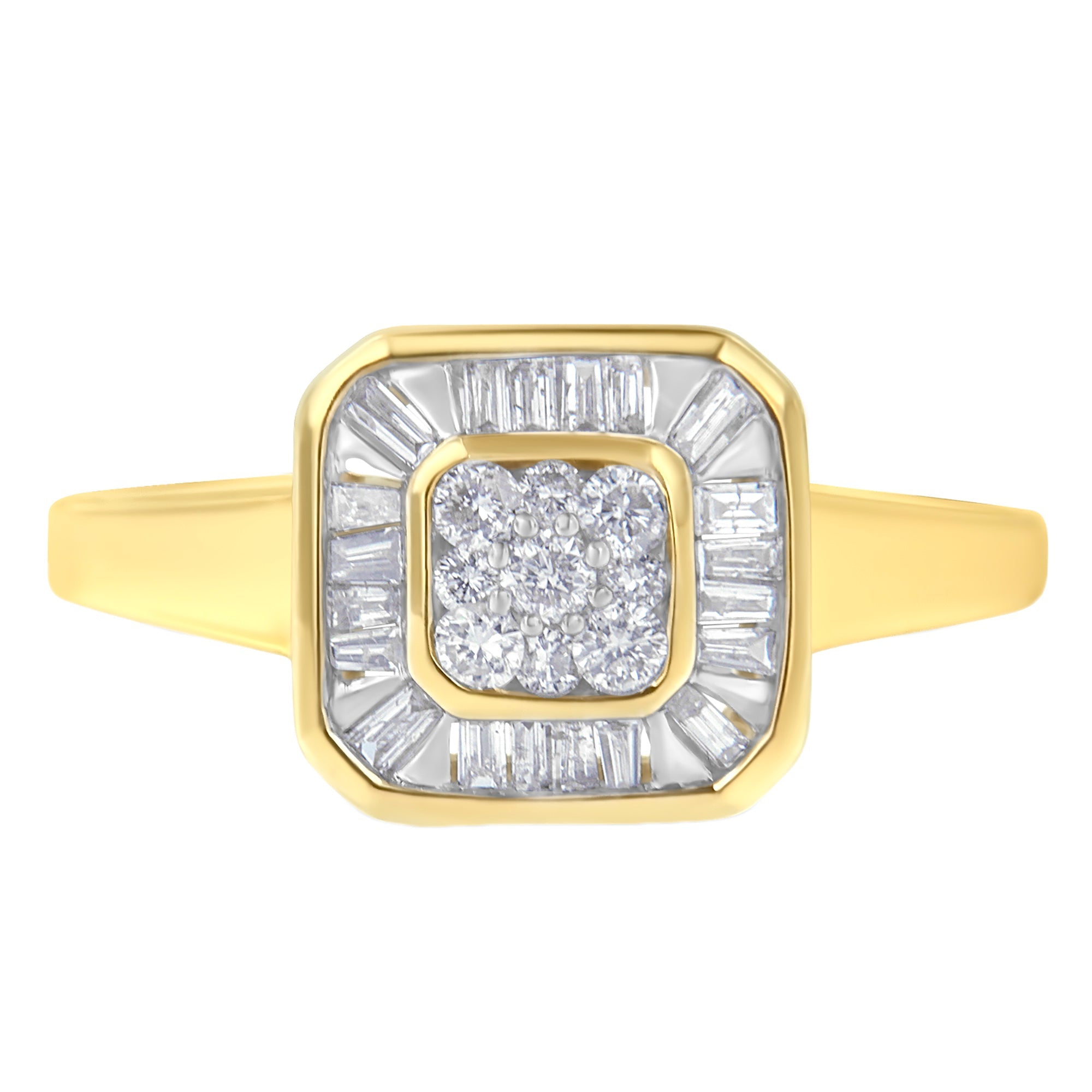 10K Yellow Gold Diamond Cocktail Ring (1/2 Cttw, I-J Color, SI2-I1 Clarity) - Size 6