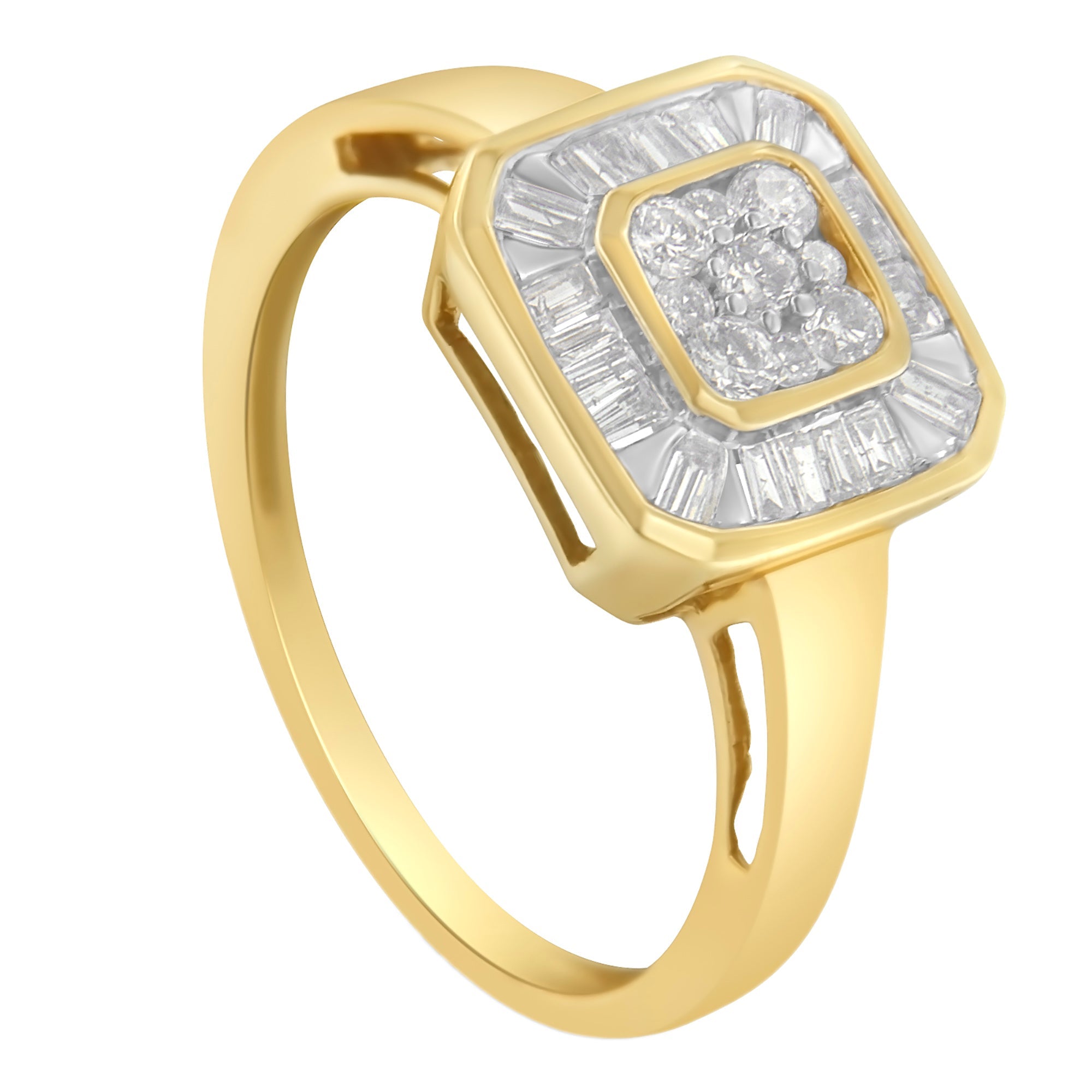 10K Yellow Gold Diamond Cocktail Ring (1/2 Cttw, I-J Color, SI2-I1 Clarity) - Size 6