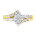 10K Yellow and White Gold 1/2 Cttw Diamond Marquise Shaped Cluster Split Shank Ring (H-I Color, SI2-I1 Clarity) - Size 7