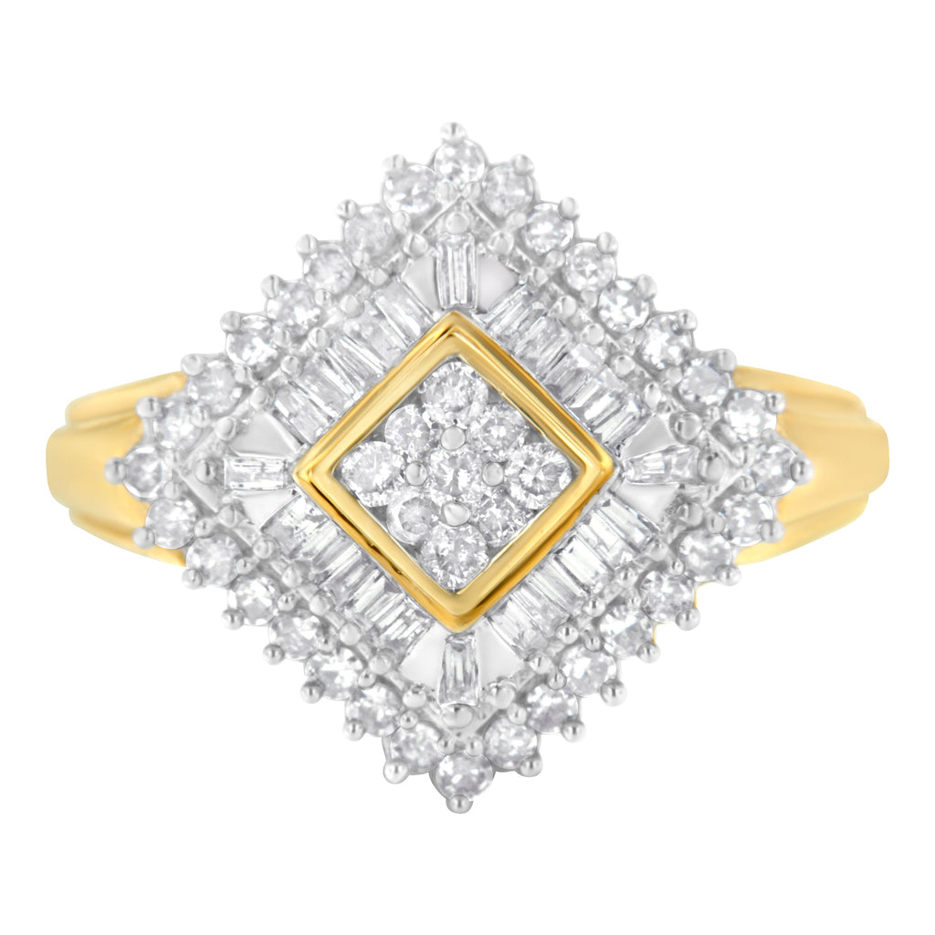 10K Yellow Gold Diamond Ballerina Ring (1 Cttw, I-J Color, I1-I2 Clarity) - Size 7