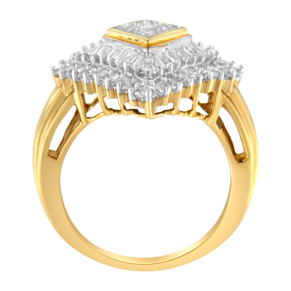 10K Yellow Gold Diamond Ballerina Ring (1 Cttw, I-J Color, I1-I2 Clarity) - Size 7