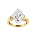10K Yellow Gold 1/2 Cttw Round And Baguette-cut Diamond Rhombus Head and Halo Ring (I-J Color, I1-I2 Clarity) - Ring Size 7